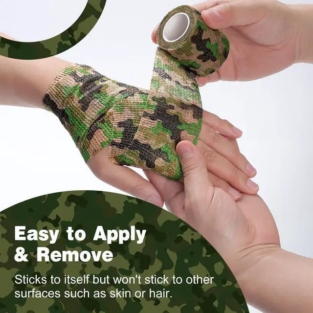 Alt view image 4 of 7 - 16 Pack Camo Self Adhesive Bandage Wrap, 2" X 5 Yards Elastic Cohesive Bandage Wrap, Athletic Tape, Vet Wrap, Ankle Tape, Tattoo Tape Wrap (Camo)