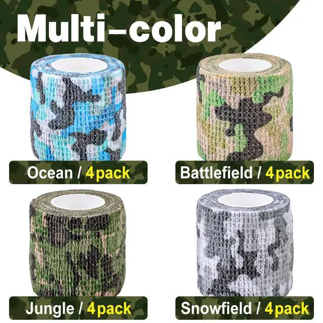 Alt view image 7 of 7 - 16 Pack Camo Self Adhesive Bandage Wrap, 2" X 5 Yards Elastic Cohesive Bandage Wrap, Athletic Tape, Vet Wrap, Ankle Tape, Tattoo Tape Wrap (Camo)