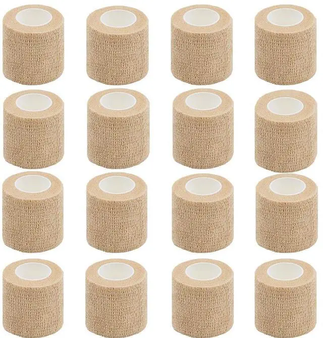 Main image of 16 Pack Self Adhesive Bandage Wrap 2 Inches | 2" X 5 Yards Beige Elastic Cohesive Bandage Wrap for Sports, Wrist, Ankle and Vet Wrap,Grip Tape