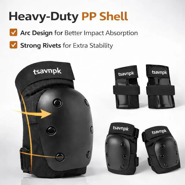 Alt view image 7 of 7 - Adult Knee and Elbow Pads Set with Wrist Guards,Protective Gear for Skating Roller Skating, Inline Skating, Skateboarding, , Scooter & Cycling; ideal for Rollerblading, Skate Parks & Outdoor Sports.