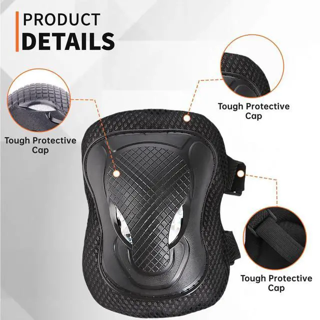Alt view image 3 of 7 - 6 Pcs Adult Women/Men Knee Elbow Wrist Protective Pads Set,Adult Knee Pads Elbow Pads Wrist Guards Protector Protective Gear,for Scooter, Skateboard, Bicycle, Inline Skating