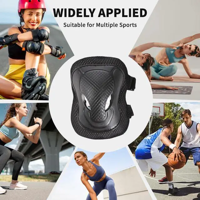 Alt view image 5 of 7 - 6 Pcs Adult Women/Men Knee Elbow Wrist Protective Pads Set,Adult Knee Pads Elbow Pads Wrist Guards Protector Protective Gear,for Scooter, Skateboard, Bicycle, Inline Skating