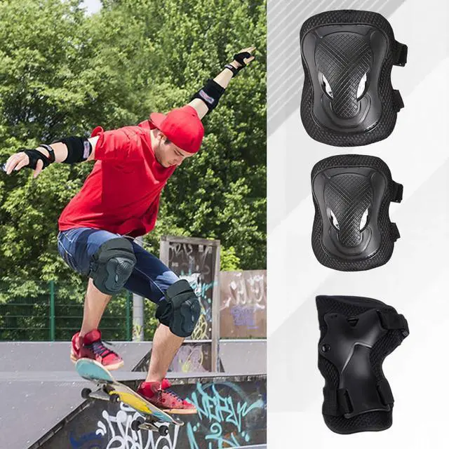 Alt view image 7 of 7 - 6 Pcs Adult Women/Men Knee Elbow Wrist Protective Pads Set,Adult Knee Pads Elbow Pads Wrist Guards Protector Protective Gear,for Scooter, Skateboard, Bicycle, Inline Skating