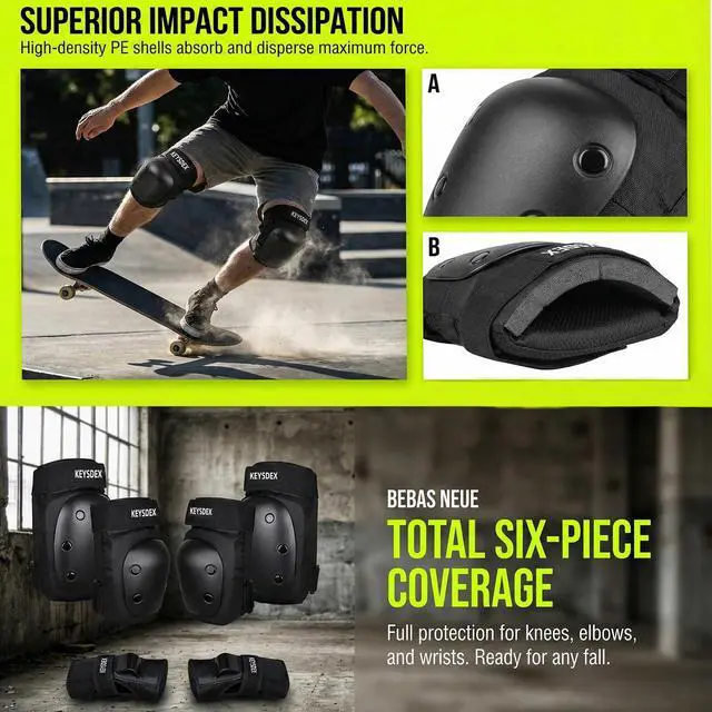 Alt view image 4 of 7 - Knee Pads Elbow Pads Wrist Guards 6-in-1 Protective Gear Set Kids | Impact Protection for Roller Skating Skateboarding Inline Skating Cycling Scooter BMX Adjustable Breathable S