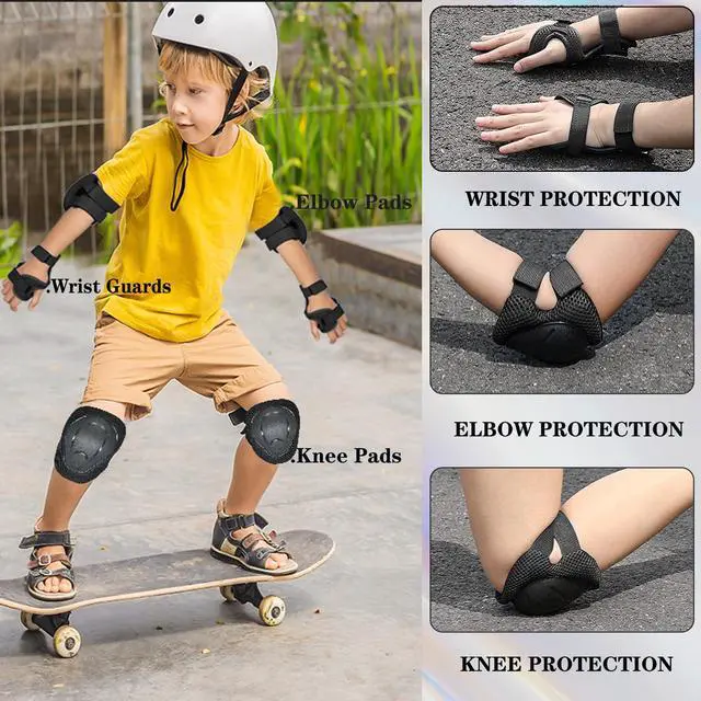 Alt view image 3 of 7 - Kids/Youth Knee Pads and Elbow Pads Set for Kids 3-14 Years Boys Girls Protective Gear Set Adjustable Knee Pads, Elbow Pads, Wrist Guards Skateboard Skating Skiing Cycling Biking Running Scooter