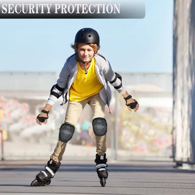 Alt view image 5 of 7 - Kids/Youth Knee Pads and Elbow Pads Set for Kids 3-14 Years Boys Girls Protective Gear Set Adjustable Knee Pads, Elbow Pads, Wrist Guards Skateboard Skating Skiing Cycling Biking Running Scooter