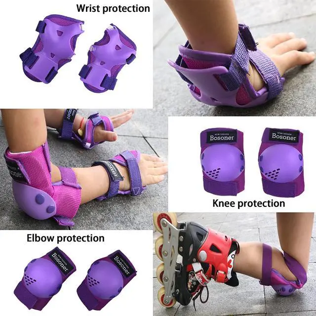 Alt view image 3 of 6 - Kids/Youth Knee Pads Elbow Pads Wrist Guards Set for 3-15 Years, Child Protective Gear Set for Multi-Sports Outdoor, Roller Skates, Cycling, BMX Bike, Skateboard, Inline Skating, Scooter