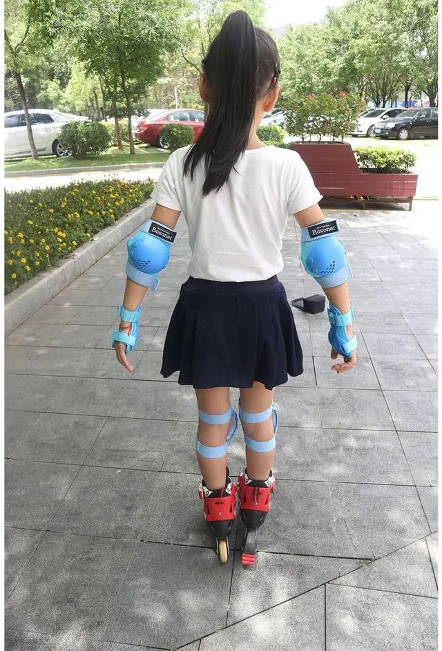 Alt view image 6 of 6 - Kids/Youth Knee Pads Elbow Pads Wrist Guards Set for 3-15 Years, Child Protective Gear Set for Multi-Sports Outdoor, Roller Skates, Cycling, BMX Bike, Skateboard, Inline Skating, Scooter