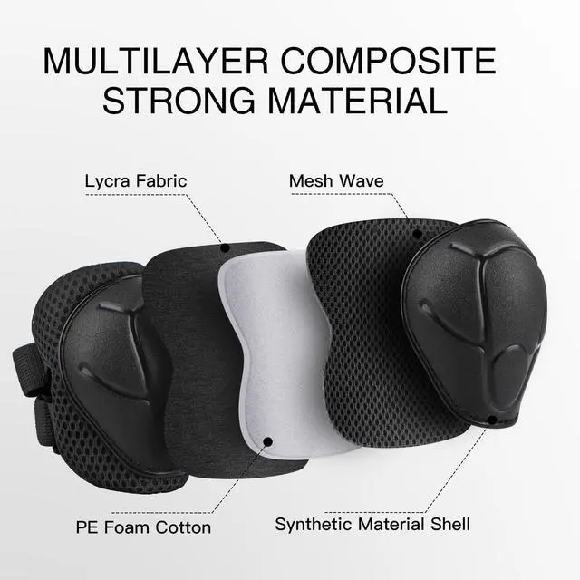 Alt view image 2 of 7 - 6PCS Kids Protective Gear Set Knee Pads Elbow Pads, Black/S/3-10 Age | upgraded & durable material skateboard protective gear set double size sport cycling bike roller skating scooter boys girls