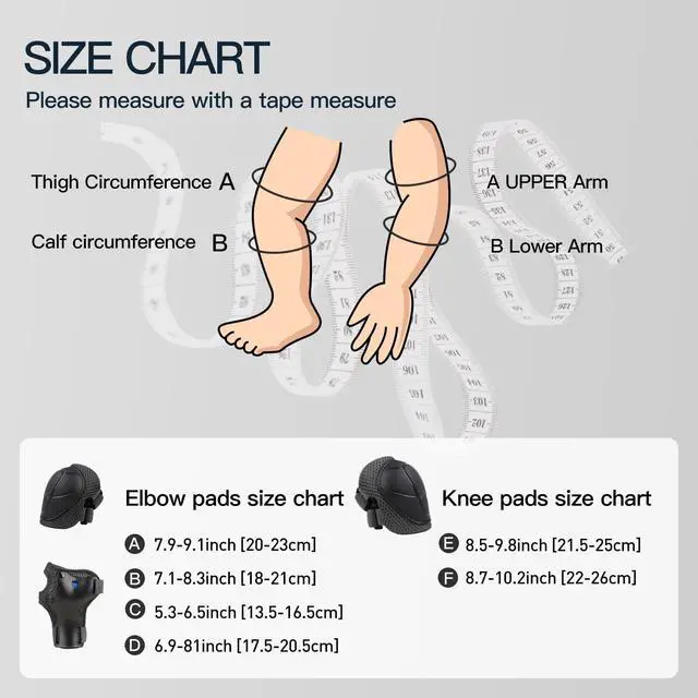 Alt view image 4 of 7 - 6PCS Kids Protective Gear Set Knee Pads Elbow Pads, Black/S/3-10 Age | upgraded & durable material skateboard protective gear set double size sport cycling bike roller skating scooter boys girls