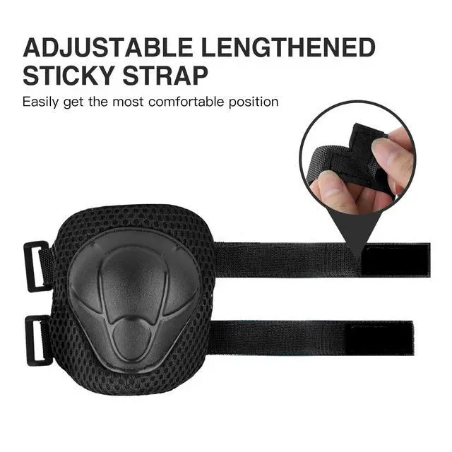 Alt view image 5 of 7 - 6PCS Kids Protective Gear Set Knee Pads Elbow Pads, Black/S/3-10 Age | upgraded & durable material skateboard protective gear set double size sport cycling bike roller skating scooter boys girls