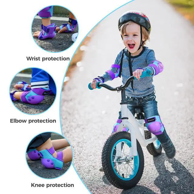 Alt view image 2 of 6 - Kids/Youth Knee Pad Elbow Pads Set for 3-15 Year, Child Protection Pads for Girls/Boys, for Sports Roller Skates, Cycling, BMX Bike, Skateboard, Inline Rollerblading, Skating, Scooter, Riding