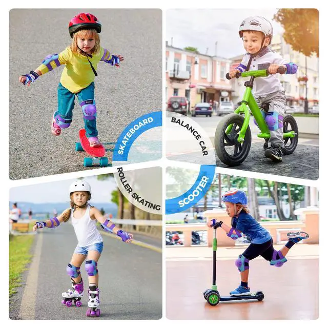 Alt view image 4 of 6 - Kids/Youth Knee Pad Elbow Pads Set for 3-15 Year, Child Protection Pads for Girls/Boys, for Sports Roller Skates, Cycling, BMX Bike, Skateboard, Inline Rollerblading, Skating, Scooter, Riding