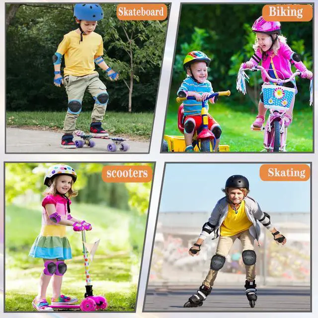 Alt view image 5 of 7 - Kids/Youth Knee Pads and Elbow Pads Set for Kids 3-14 Years Boys Girls Protective Gear Set Adjustable Knee Pads, Elbow Pads, Wrist Guards Skateboard Skating Skiing Cycling Biking Running Scooter