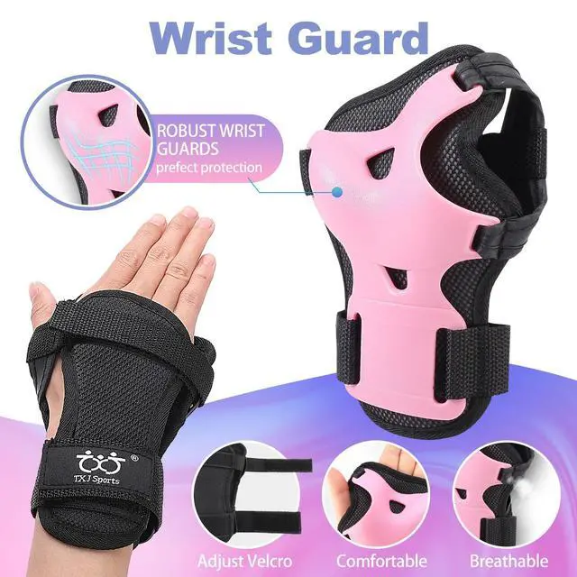 Alt view image 3 of 6 - Kids Youth Adult Protective Gear Set Adjustable Knee Elbow Wrist Guards | 6-Pack Breathable Skate Knee Pads Multi-Sport Protective Gear Set for Roller Skating, Skateboard, Cycling, Scooter Riding