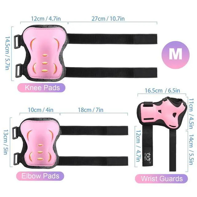 Alt view image 5 of 6 - Kids Youth Adult Protective Gear Set Adjustable Knee Elbow Wrist Guards | 6-Pack Breathable Skate Knee Pads Multi-Sport Protective Gear Set for Roller Skating, Skateboard, Cycling, Scooter Riding