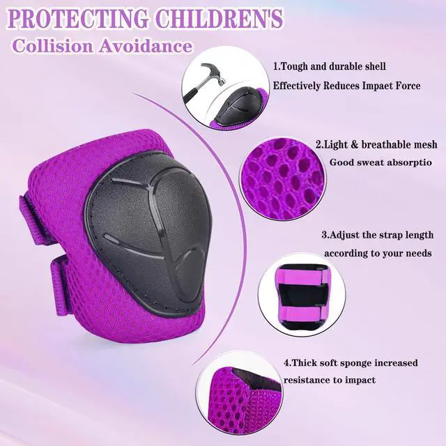 Alt view image 2 of 7 - Kids/Youth Knee Pads and Elbow Pads Set for Kids 3-14 Years Boys Girls Protective Gear Set Adjustable Knee Pads, Elbow Pads, Wrist Guards Skateboard Skating Skiing Cycling Biking Running Scooter