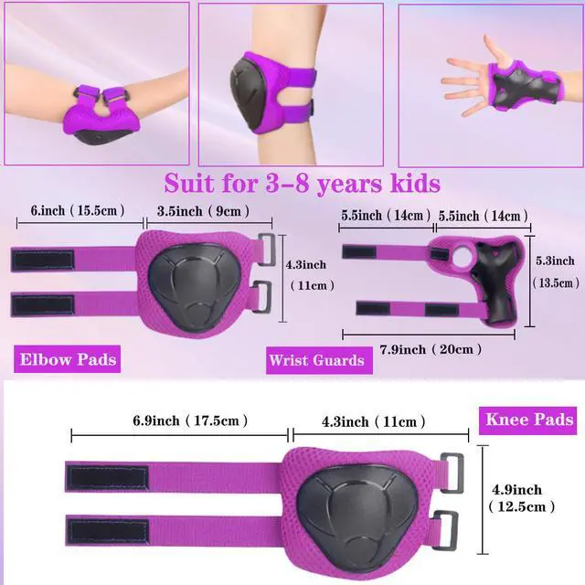 Alt view image 4 of 7 - Kids/Youth Knee Pads and Elbow Pads Set for Kids 3-14 Years Boys Girls Protective Gear Set Adjustable Knee Pads, Elbow Pads, Wrist Guards Skateboard Skating Skiing Cycling Biking Running Scooter