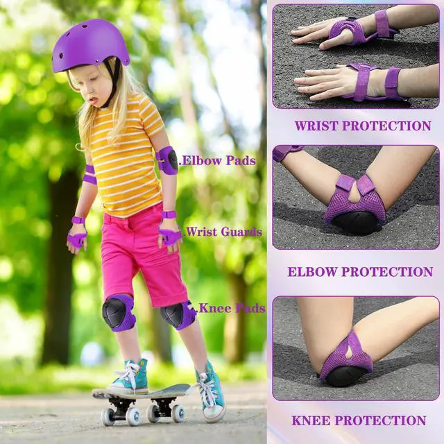 Alt view image 3 of 7 - Kids/Youth Knee Pads and Elbow Pads Set for Kids 3-14 Years Boys Girls Protective Gear Set Adjustable Knee Pads, Elbow Pads, Wrist Guards Skateboard Skating Skiing Cycling Biking Running Scooter