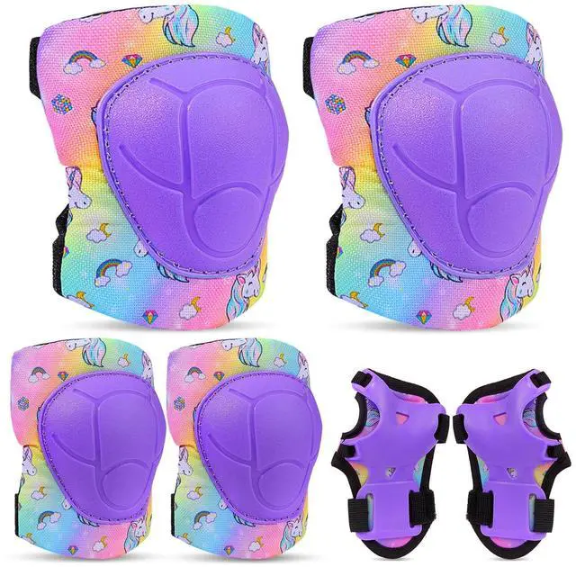 Main image of Knee Pads for Kids, Adjustable Protective Gear Set for Girls 3-8 | Toddler Knee Pads and Elbow Pads Wrist Guard with Cute Pattern for Roller Skates Cycling Bike Skateboard Scooter