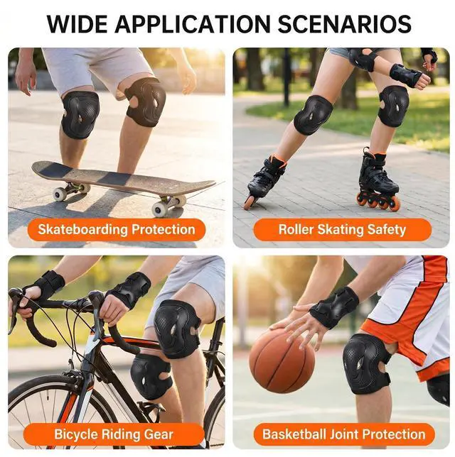 Alt view image 6 of 7 - 6Pcs Unisex Knee Elbow Wrist Guards for Skating Cycling Scooter Outdoor Use | Adjustable straps fit different limb sizes, breathable lining eases sticky sweat discomfort during daily cycling use