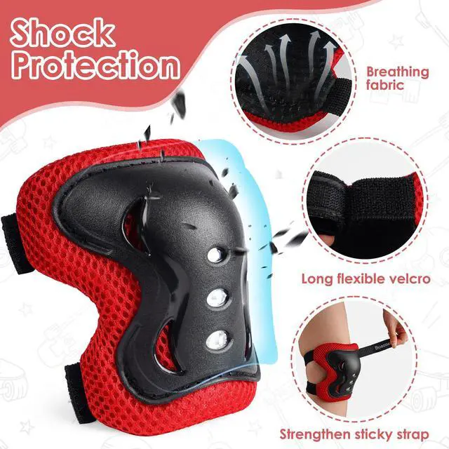 Alt view image 5 of 6 - Kids/Youth Knee Pad Elbow Pads Guards Protective Gear Set for Roller Skates Cycling BMX Bike Skateboard Inline Skatings Scooter Riding Sports
