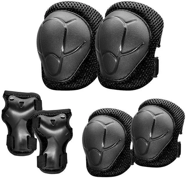 Main image of Protective Gear Set, Knee Pads for Kids 3-10 Years Old, Toddler Elbow Pads, Wrist Guards, Skating Cycling Bike Rollerblading Scooter (Black, Small3-8years)