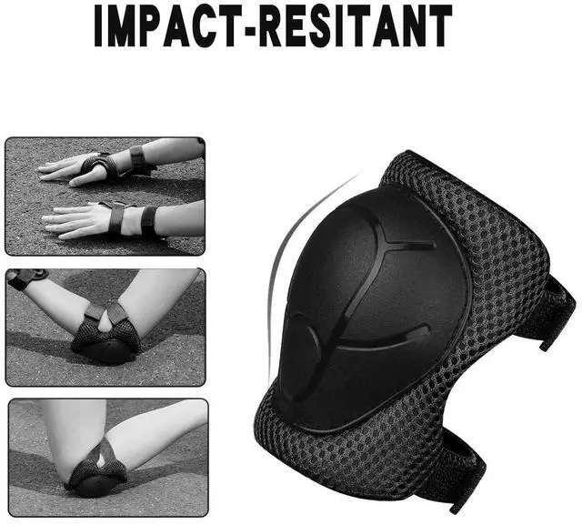 Alt view image 2 of 6 - Protective Gear Set, Knee Pads for Kids 3-10 Years Old, Toddler Elbow Pads, Wrist Guards, Skating Cycling Bike Rollerblading Scooter (Black, Small3-8years)