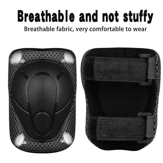 Alt view image 5 of 6 - Protective Gear Set, Knee Pads for Kids 3-10 Years Old, Toddler Elbow Pads, Wrist Guards, Skating Cycling Bike Rollerblading Scooter (Black, Small3-8years)