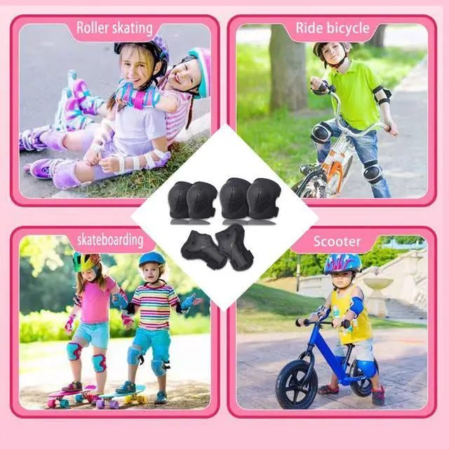 Alt view image 6 of 6 - Protective Gear Set, Knee Pads for Kids 3-10 Years Old, Toddler Elbow Pads, Wrist Guards, Skating Cycling Bike Rollerblading Scooter (Black, Small3-8years)