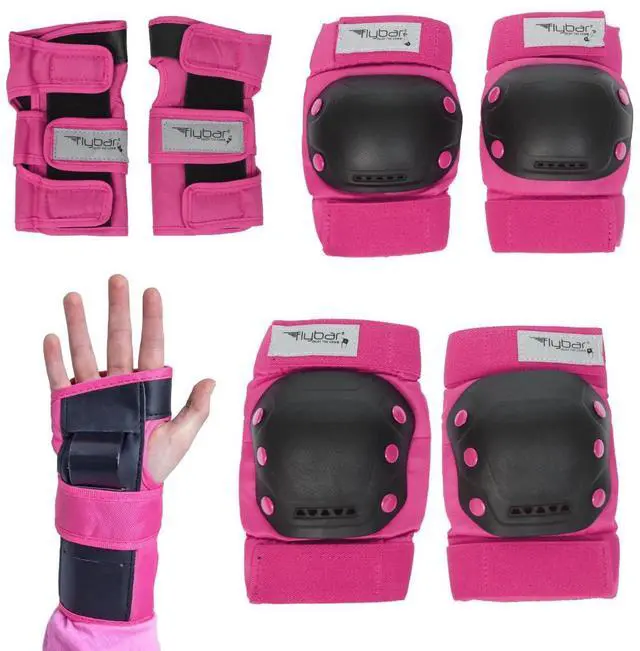 Main image of Knee and Elbow Pads, Wrist Guards Protective Safety Gear Set - Multi Sport Protection for Skateboarding, BMX, Pogoing, Inline Skating, Scooter - Kids, Teen & Adult Sizes (Pink, Large)