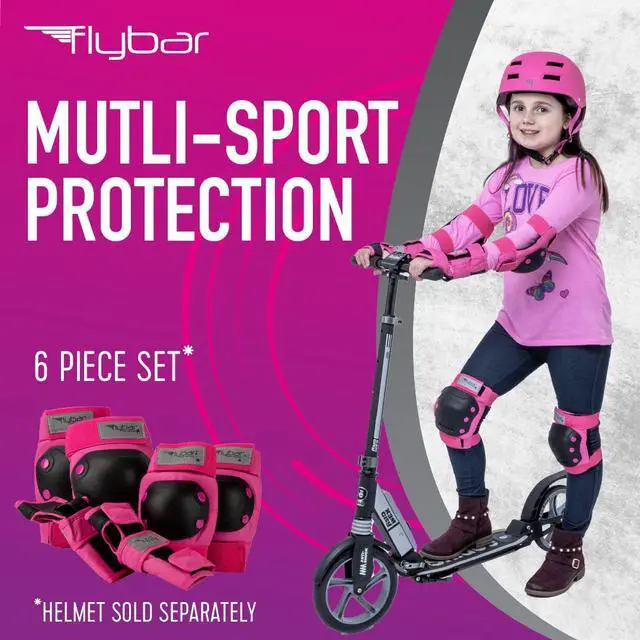 Alt view image 5 of 6 - Knee and Elbow Pads, Wrist Guards Protective Safety Gear Set - Multi Sport Protection for Skateboarding, BMX, Pogoing, Inline Skating, Scooter - Kids, Teen & Adult Sizes (Pink, Large)