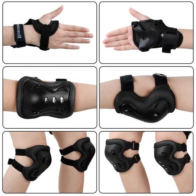Alt view image 3 of 6 - Kids/Youth Knee Pad Elbow Pads Guards Protective Gear Set for Roller Skates Cycling BMX Bike Skateboard Inline Skatings Scooter Riding Sports (Black, Small (3-8 Years))