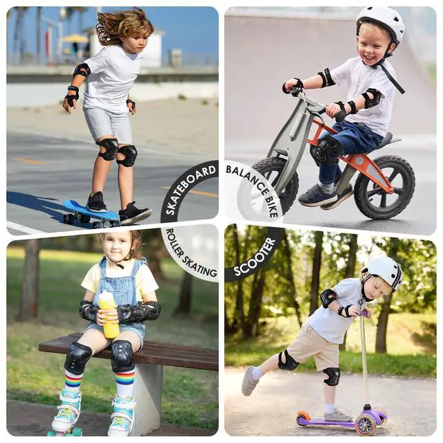Alt view image 6 of 6 - Kids/Youth Knee Pad Elbow Pads Guards Protective Gear Set for Roller Skates Cycling BMX Bike Skateboard Inline Skatings Scooter Riding Sports (Black, Small (3-8 Years))