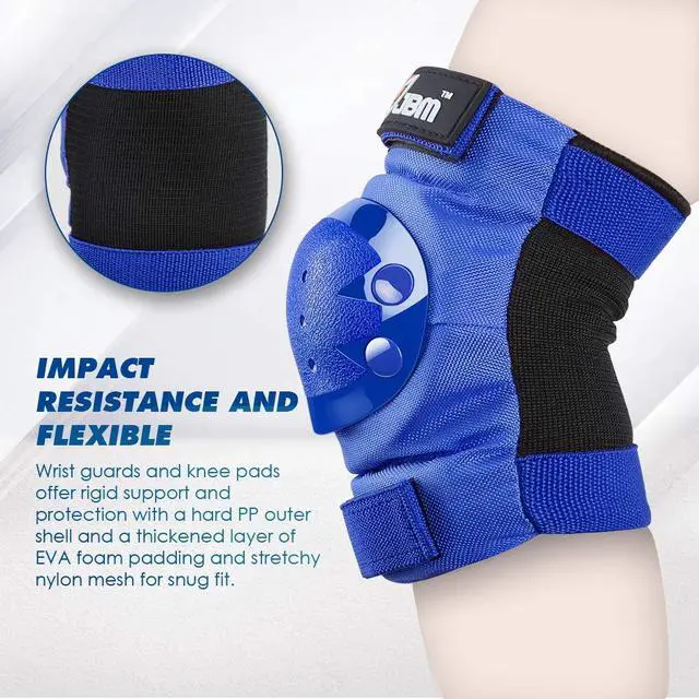 Alt view image 3 of 7 - Adult Knee Pads Elbow Pads and Wrist Guards Full Protective Gear for Skateboarding Skate Inline Riding Beginner Scooter Roller Skater (Blue, Large)