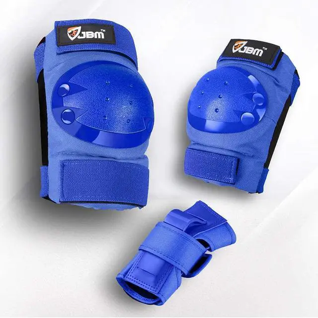 Alt view image 7 of 7 - Adult Knee Pads Elbow Pads and Wrist Guards Full Protective Gear for Skateboarding Skate Inline Riding Beginner Scooter Roller Skater (Blue, Large)