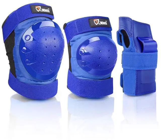 Main image of Adult Knee Pads Elbow Pads and Wrist Guards Full Protective Gear for Skateboarding Skate Inline Riding Beginner Scooter Roller Skater (Blue, Large)