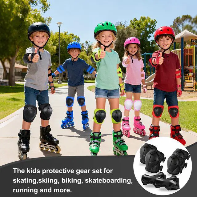 Alt view image 6 of 7 - Kids/Youth Knee Pad Elbow Pads Guards Protective Gear Set for Children 3-14 Years Skateboard Roller Skating Skiing Rollerblading Cycling BMX Biking Running Scooter