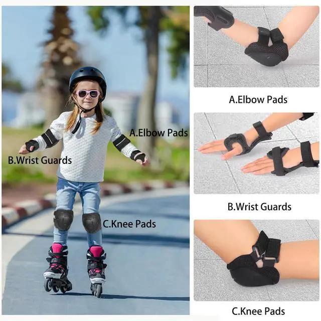Alt view image 4 of 7 - Kids/Youth Knee Pad Elbow Pads Guards Protective Gear Set for Children 3-14 Years Skateboard Roller Skating Skiing Rollerblading Cycling BMX Biking Running Scooter