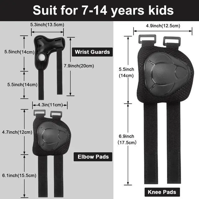 Alt view image 5 of 7 - Kids/Youth Knee Pad Elbow Pads Guards Protective Gear Set for Children 3-14 Years Skateboard Roller Skating Skiing Rollerblading Cycling BMX Biking Running Scooter