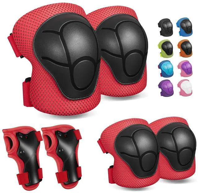 Main image of Toddler Knee Pads and Elbow Pads with Wrist Guards for Kids,Red | 3-in-1 knee pads for kids with wrist guards. Kids knee pads and elbow pads for skating, cycling, rollerblading and scooters