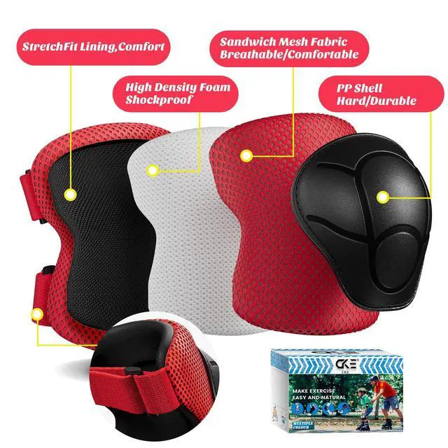 Alt view image 2 of 6 - Toddler Knee Pads and Elbow Pads with Wrist Guards for Kids,Red | 3-in-1 knee pads for kids with wrist guards. Kids knee pads and elbow pads for skating, cycling, rollerblading and scooters