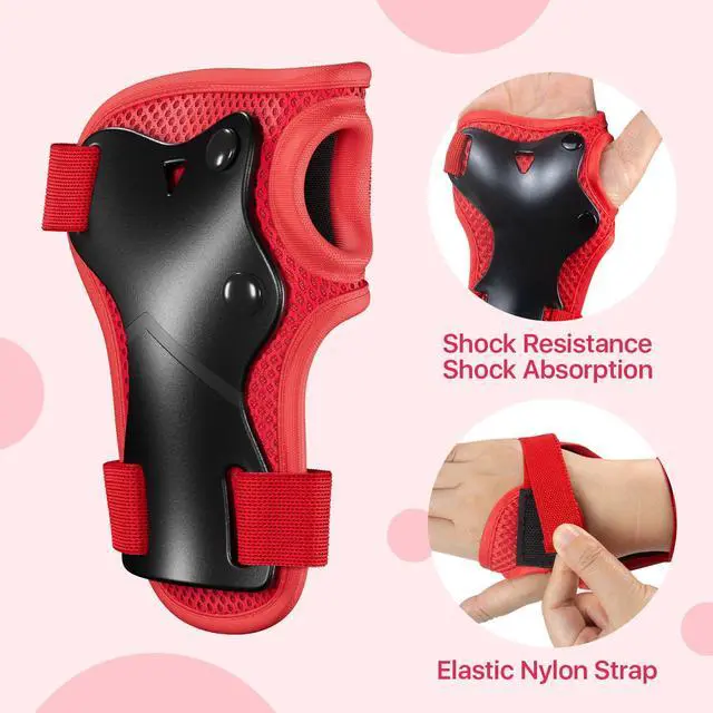 Alt view image 3 of 6 - Toddler Knee Pads and Elbow Pads with Wrist Guards for Kids,Red | 3-in-1 knee pads for kids with wrist guards. Kids knee pads and elbow pads for skating, cycling, rollerblading and scooters
