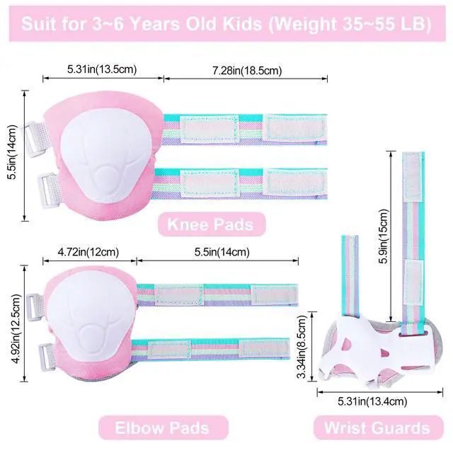 Alt view image 6 of 7 - Kids Knee and Elbow Pads Wrist Guards Set for Girls Boys Ages 3-8 | Adjustable Knee Pads for Kids Protective Gear Set for Inline Skating Biking Skateboard Scooter