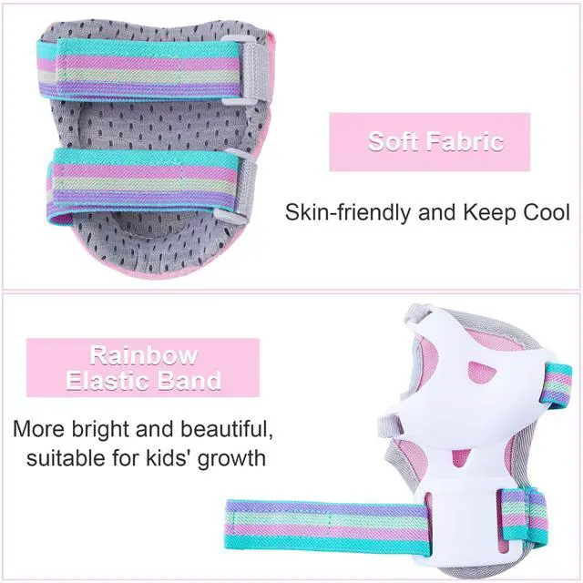 Alt view image 5 of 7 - Kids Knee and Elbow Pads Wrist Guards Set for Girls Boys Ages 3-8 | Adjustable Knee Pads for Kids Protective Gear Set for Inline Skating Biking Skateboard Scooter