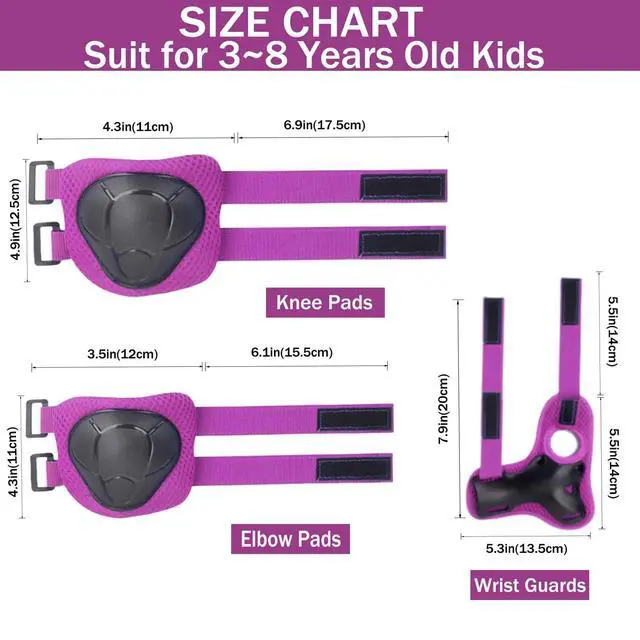 Alt view image 3 of 7 - Kids/Youth Knee Pads for Kids 3-14Years Boys Girls 6 in 1 Kids Protective Gear Set Adjustable Knee Pads, Elbow Pads, for Skating Cycling Bike Rollerblading Scooter Roller Skates
