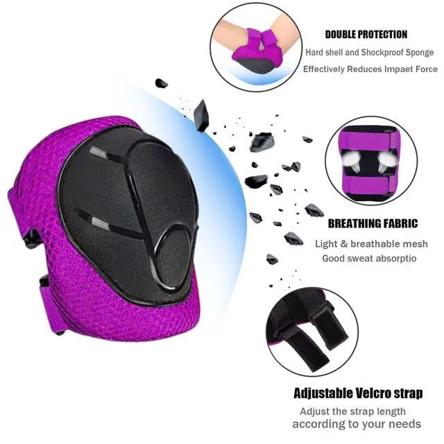 Alt view image 2 of 7 - Kids/Youth Knee Pads for Kids 3-14Years Boys Girls 6 in 1 Kids Protective Gear Set Adjustable Knee Pads, Elbow Pads, for Skating Cycling Bike Rollerblading Scooter Roller Skates