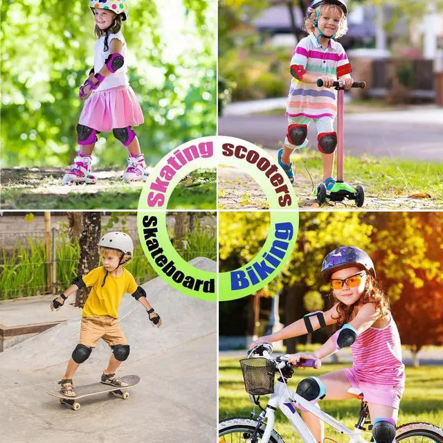 Alt view image 5 of 7 - Kids/Youth Knee Pads for Kids 3-14Years Boys Girls 6 in 1 Kids Protective Gear Set Adjustable Knee Pads, Elbow Pads, for Skating Cycling Bike Rollerblading Scooter Roller Skates