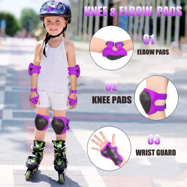 Alt view image 4 of 7 - Kids/Youth Knee Pads for Kids 3-14Years Boys Girls 6 in 1 Kids Protective Gear Set Adjustable Knee Pads, Elbow Pads, for Skating Cycling Bike Rollerblading Scooter Roller Skates