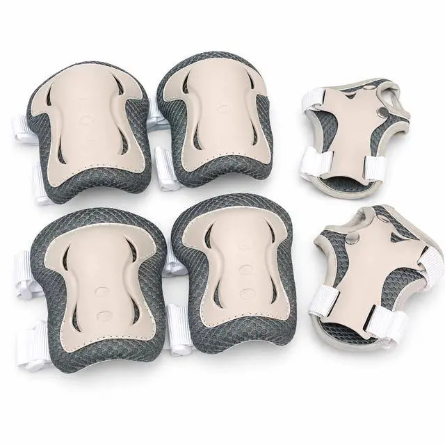 Main image of 6pcs Kids Protective Gear Set, Knee & Elbow Pads with Wrist Guards for 2-5 Years, Impact Resistant Gear for Skateboard, Cycling, Scooter, Skating - CPSIA Certified (Morandi Gray)